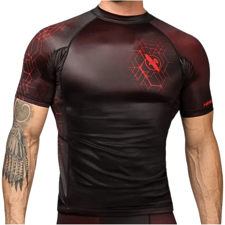 S/S RASHGUARD GEO - RED